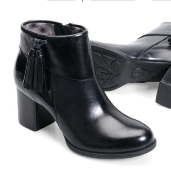 EUC Born | Mauvide Black Leather Tassel Bootie Size 7.5 - Picture 1 of 11
